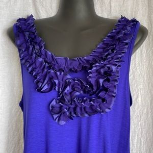 Large Ruffled Tank Top Stretchy Royal Blue Purple